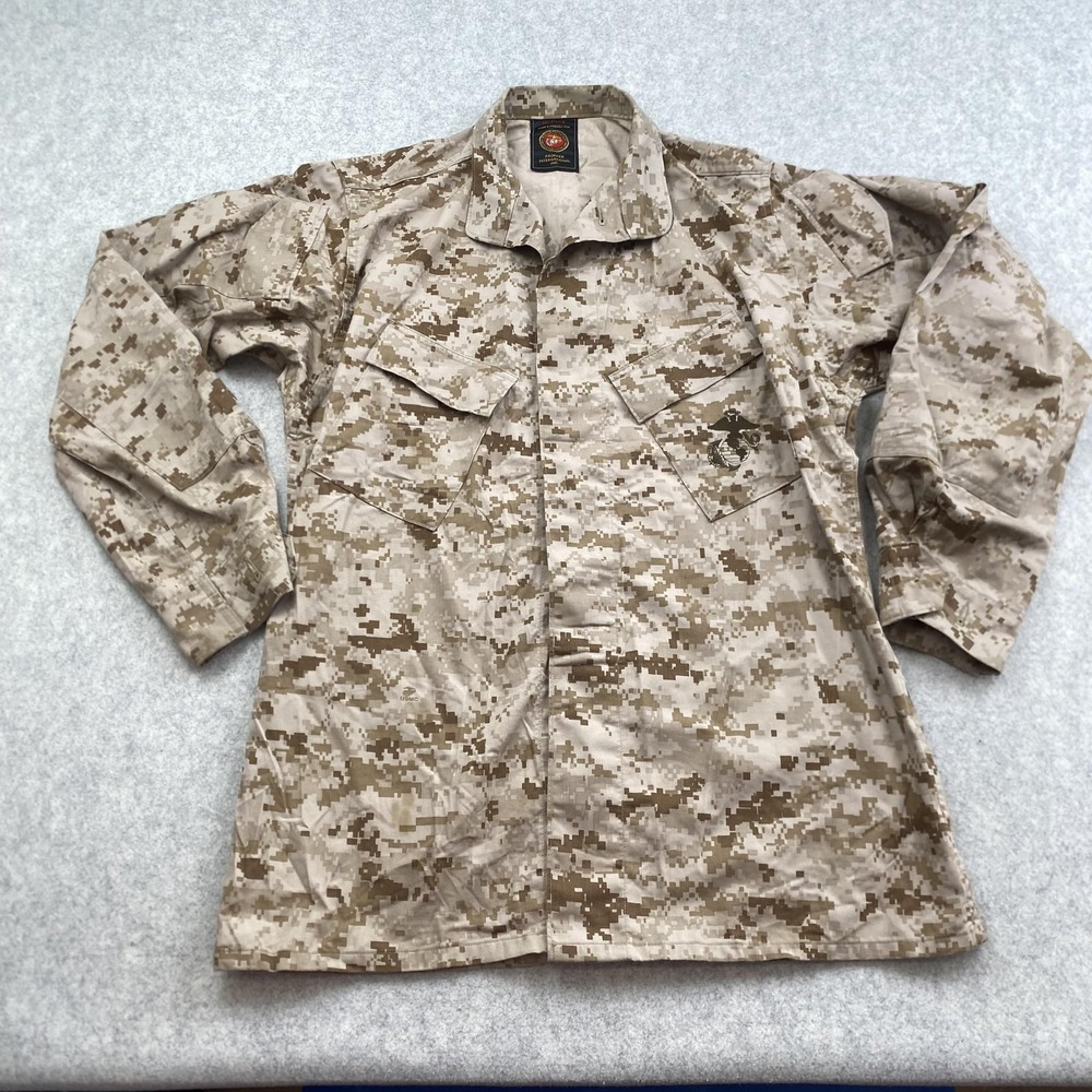 Propper Shirt Mens Medium Beige Digital Camo Long Sleeve Button Up USMC *STAINS*